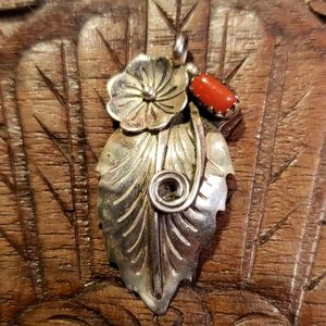 Sterling Silver Red Turquoise vintage 80s
